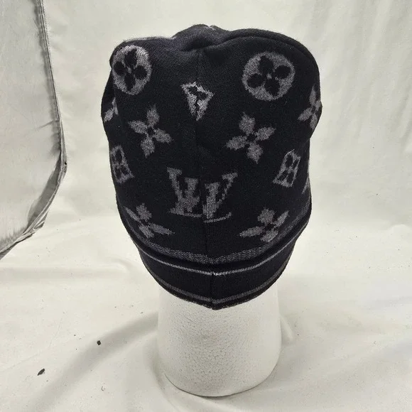Louis Vuitton Beanie Skull Cap Knit Black Winter Monogram Luxury Designer Mens - Picture 6 of 8